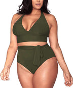 Plus Size High Waisted Two Piece Swimsuit