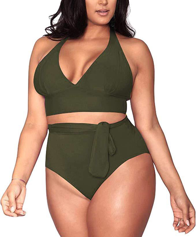 Plus Size High Waisted Two Piece Swimsuit
