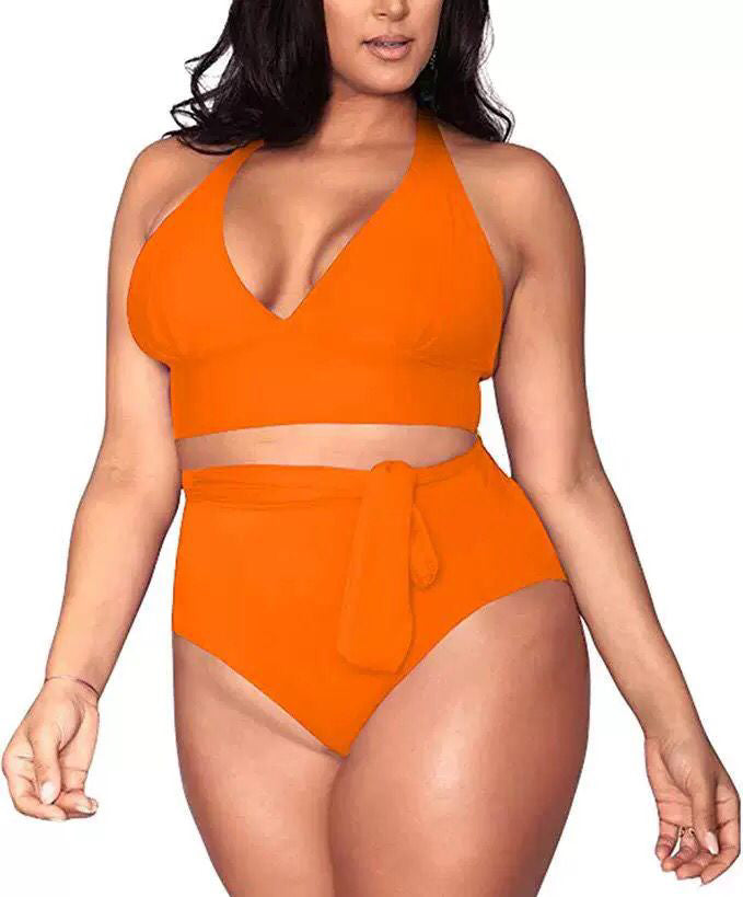 Plus Size High Waisted Two Piece Swimsuit
