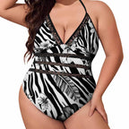 Plus Size Zebra Striped Swimsuit