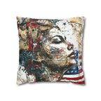 Abstract Patriotic Face Pillowcase — Artistic American Flag Decorative Pillow