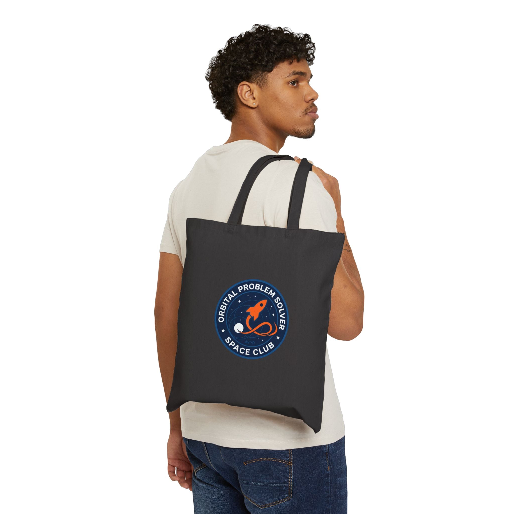 Cotton Tote Bag With Orbital Problem Solver Mission Patch For Space Club