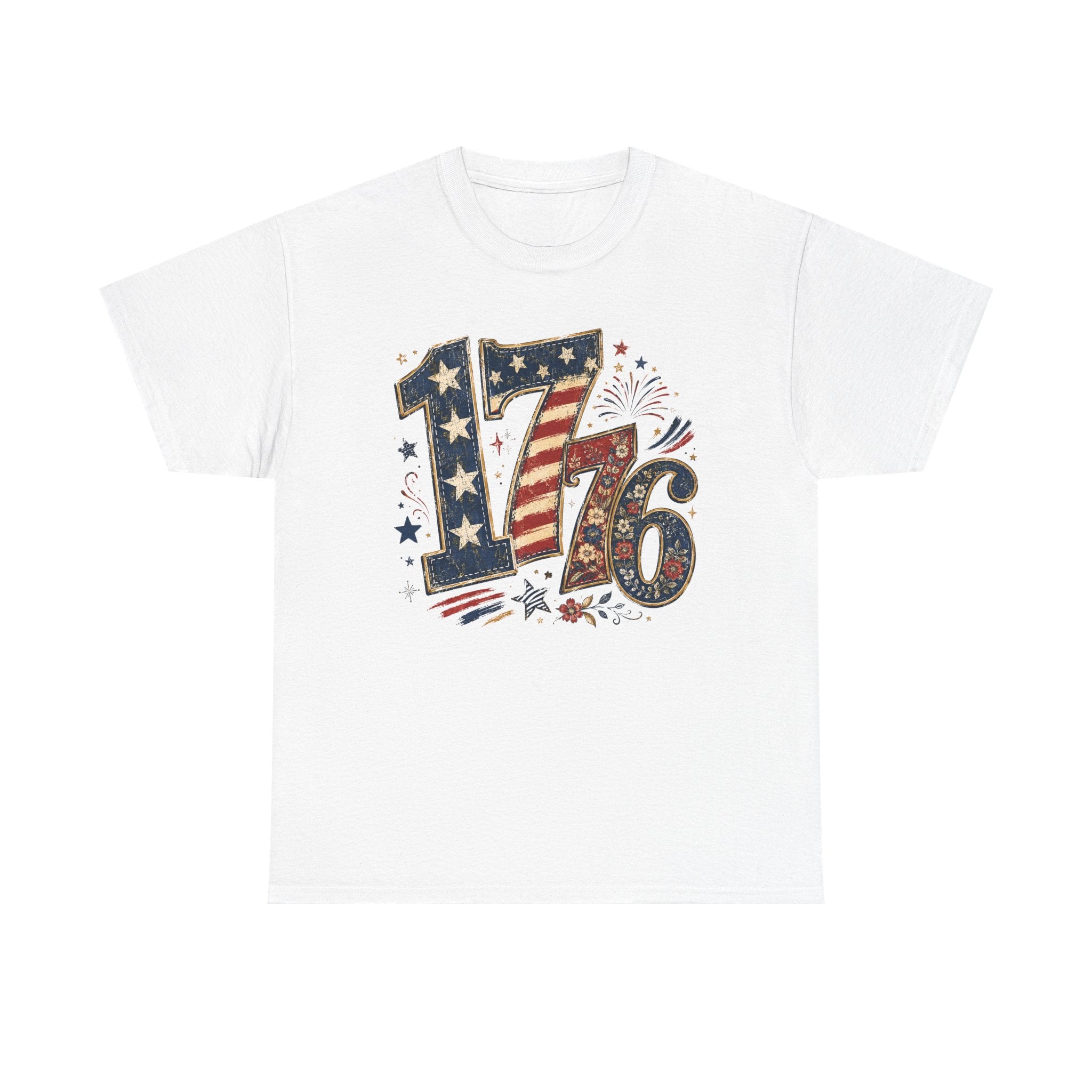 1776 Patriotic T-Shirt — American Flag Fireworks Independence Day Tee