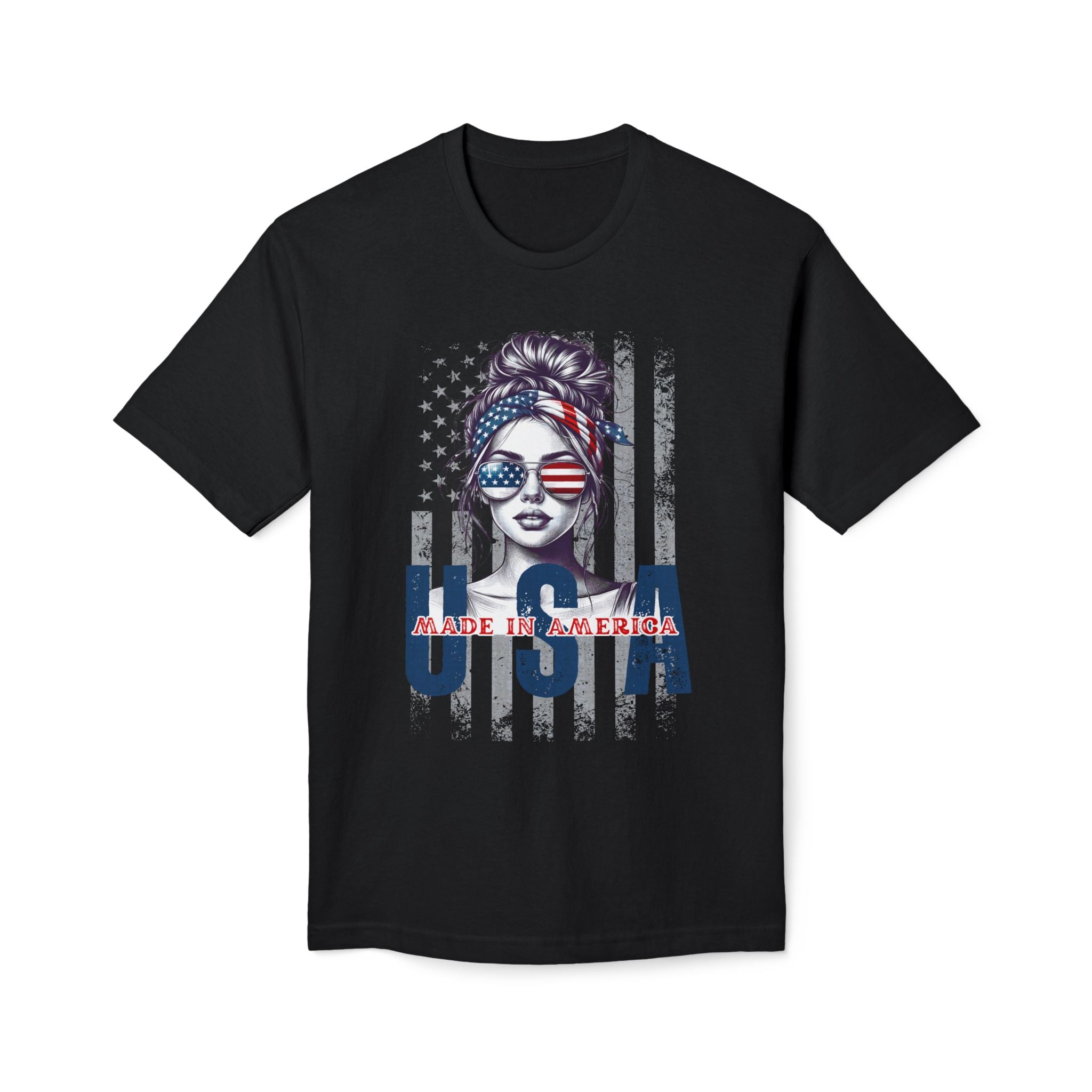 USA Flag Sunglasses T-Shirt — "Made in America" Patriotic Tee