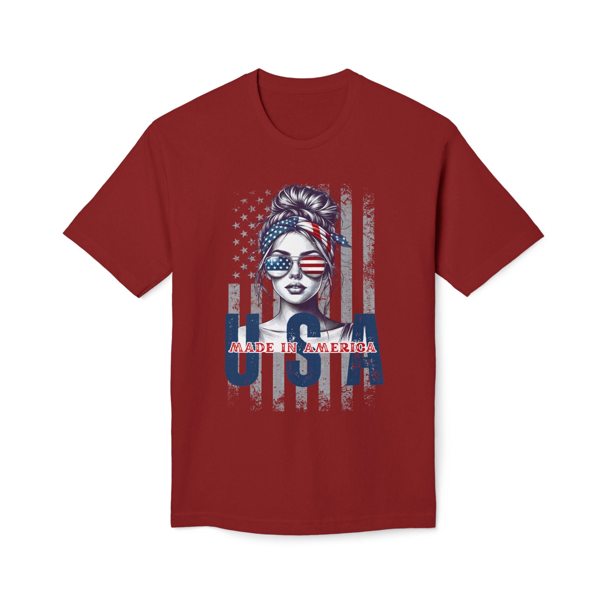 USA Flag Sunglasses T-Shirt — "Made in America" Patriotic Tee