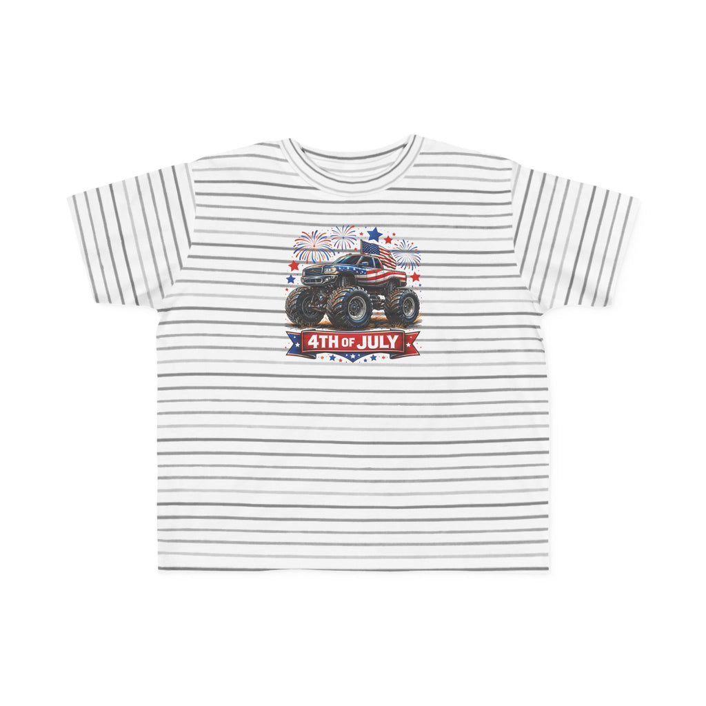 4th of July Monster Truck Toddler Tee — Patriotic Fireworks Kids Shirt