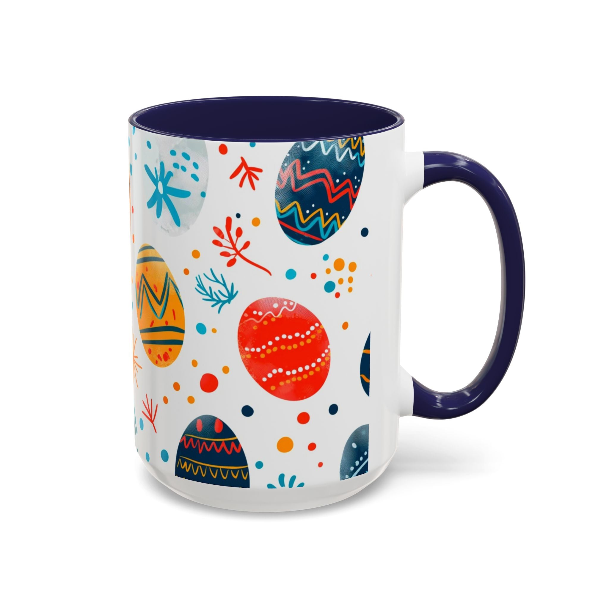 Easter Egg Pattern Accent Coffee Mug – Colorful Spring Ceramic Mug (11/15 oz)