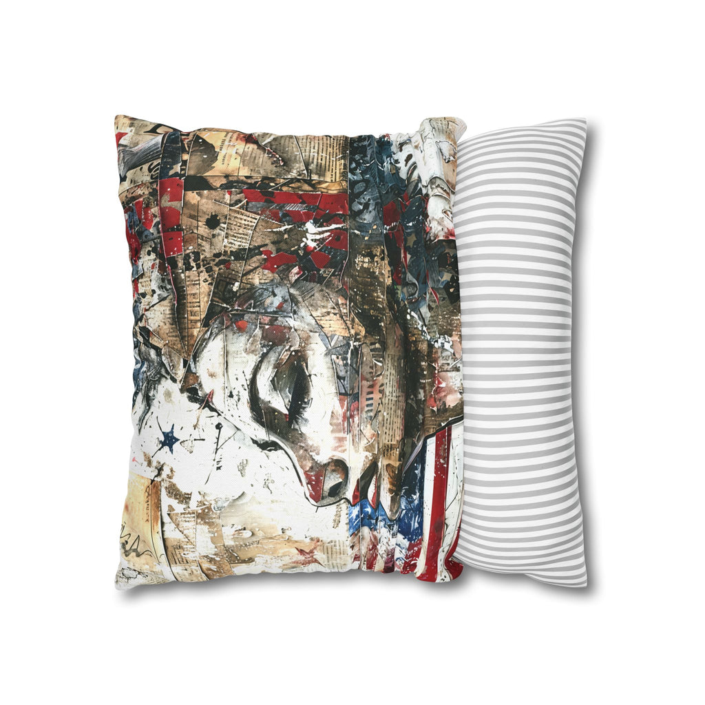 Abstract Patriotic Face Pillowcase — Artistic American Flag Decorative Pillow