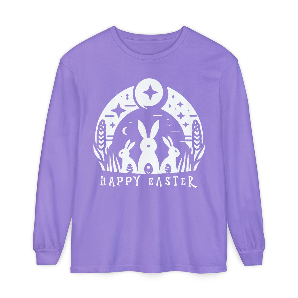 Unisex Happy Easter Rabbits & Stars Long Sleeve T-Shirt