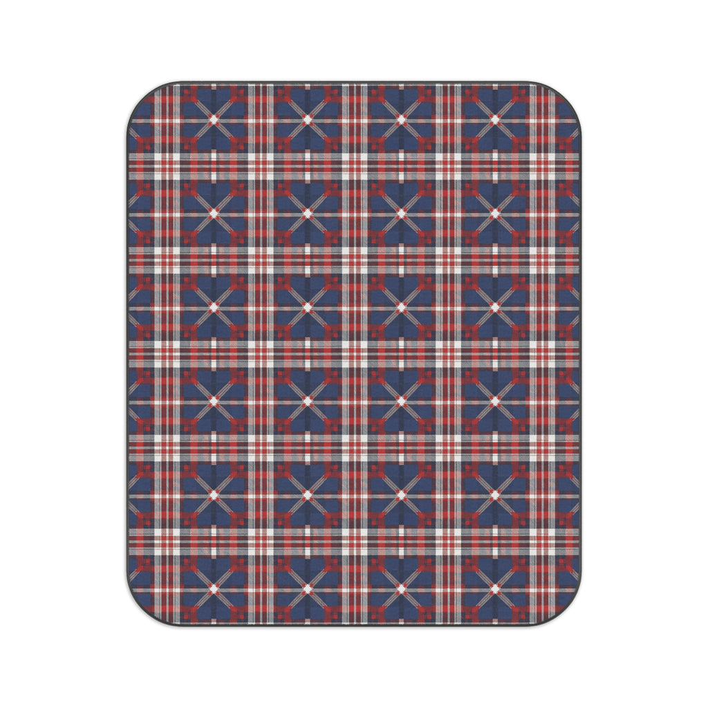 Patriotic Red Navy Plaid Picnic Blanket