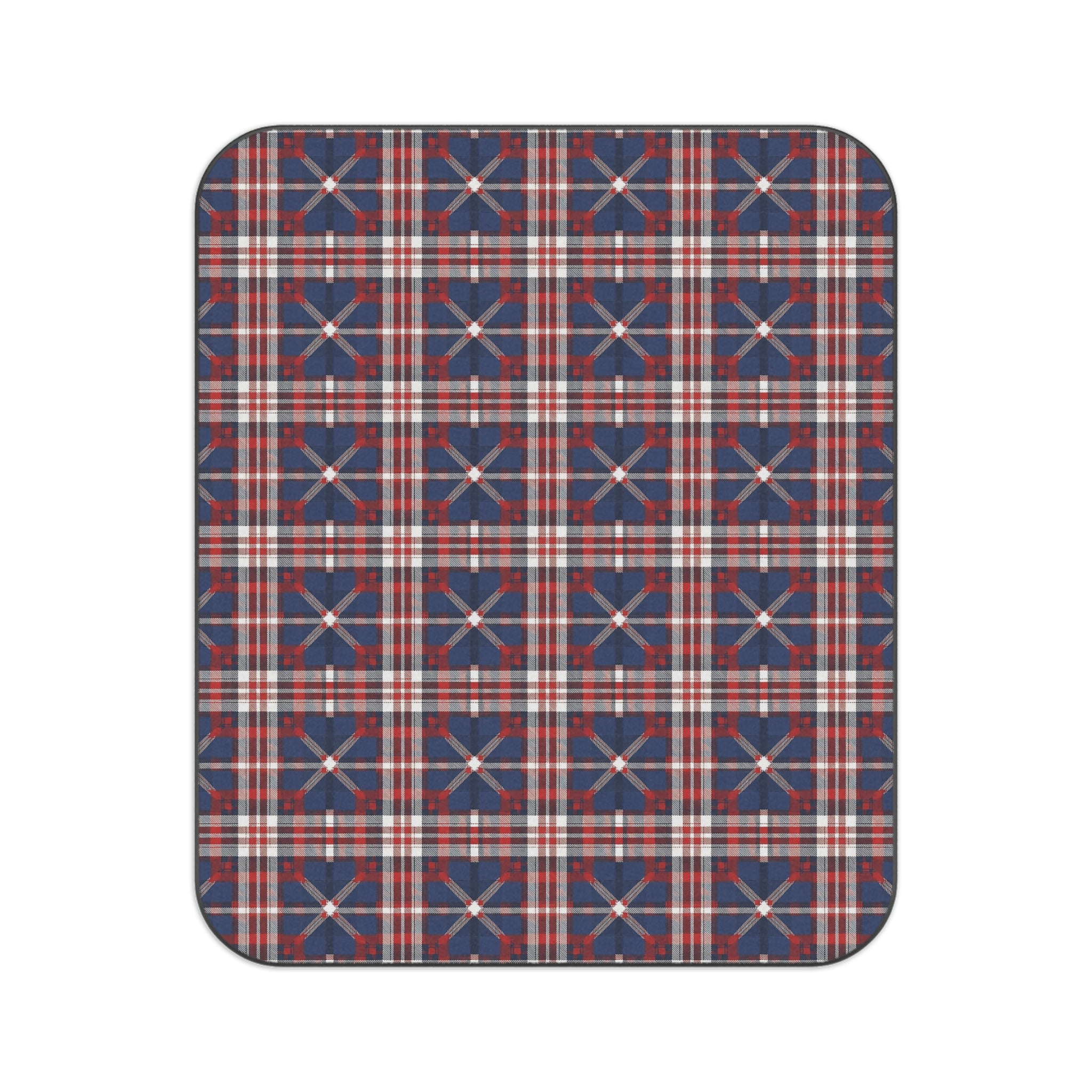 Patriotic Red Navy Plaid Picnic Blanket