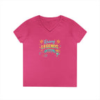 Ladies' V-Neck T-Shirt — “Raising Legends Daily” Mom Graphic Tee