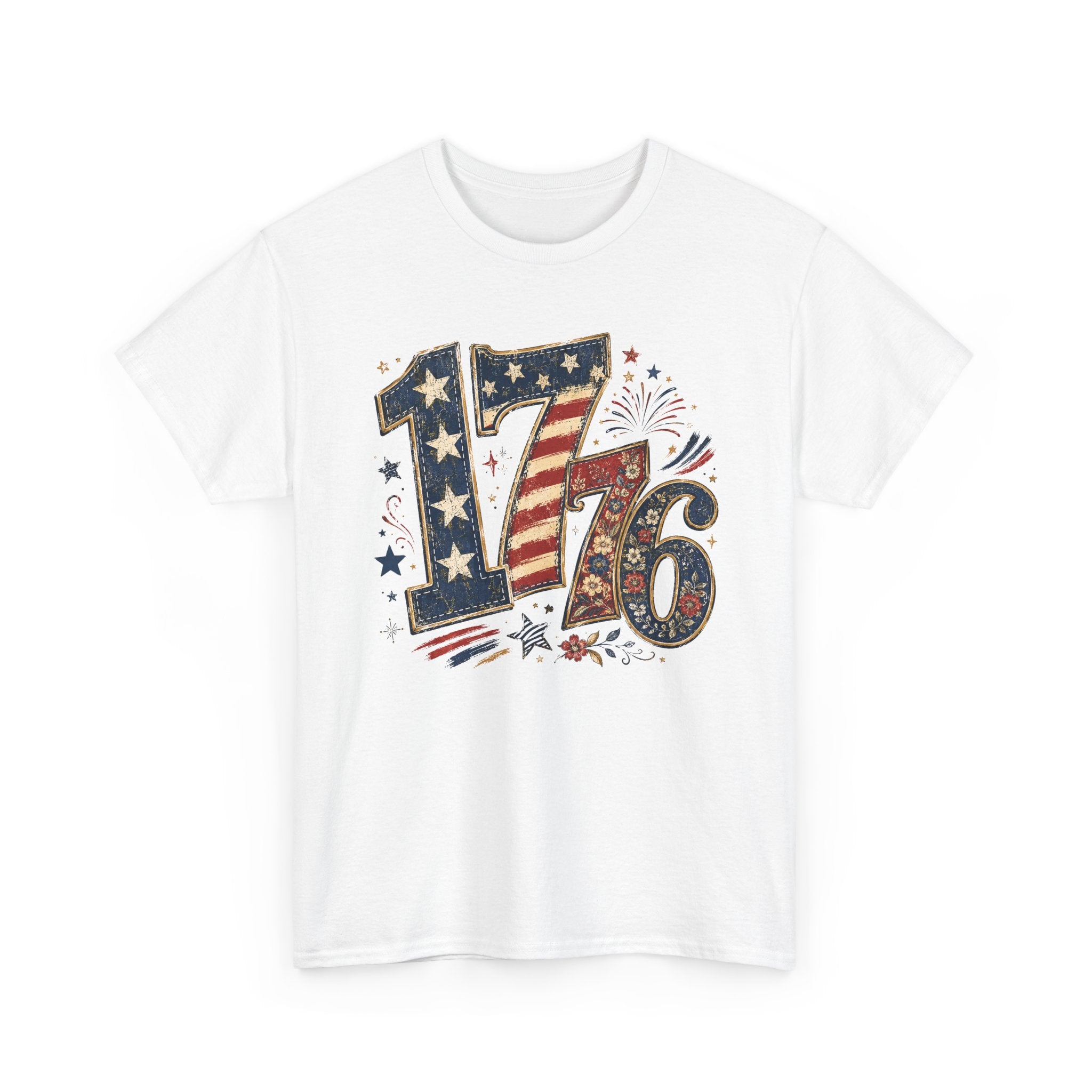 1776 Patriotic T-Shirt — American Flag Fireworks Independence Day Tee