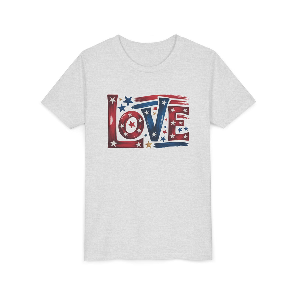 Youth Tee — "LOVE" Patriotic Stars & Stripes Graphic