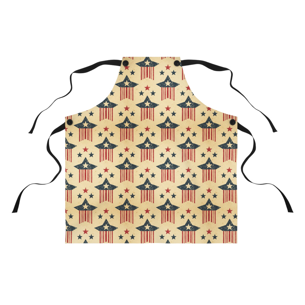 Patriotic Stars & Stripes Apron – Vintage 4th of July Cooking Apron