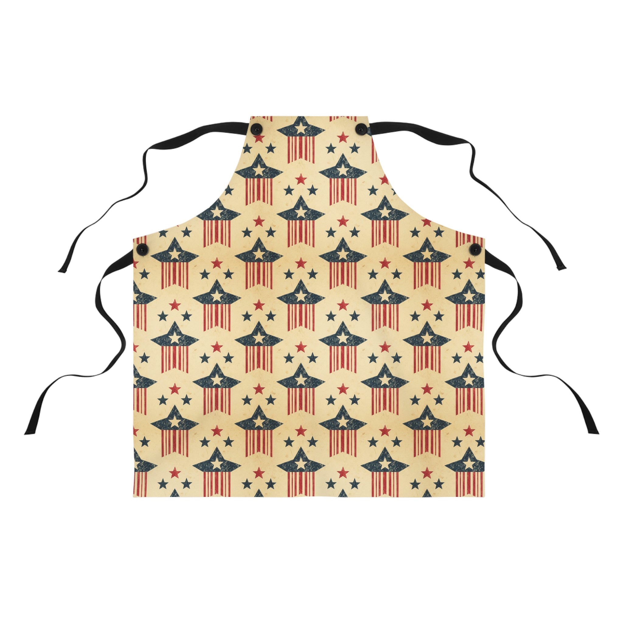 Patriotic Stars & Stripes Apron – Vintage 4th of July Cooking Apron