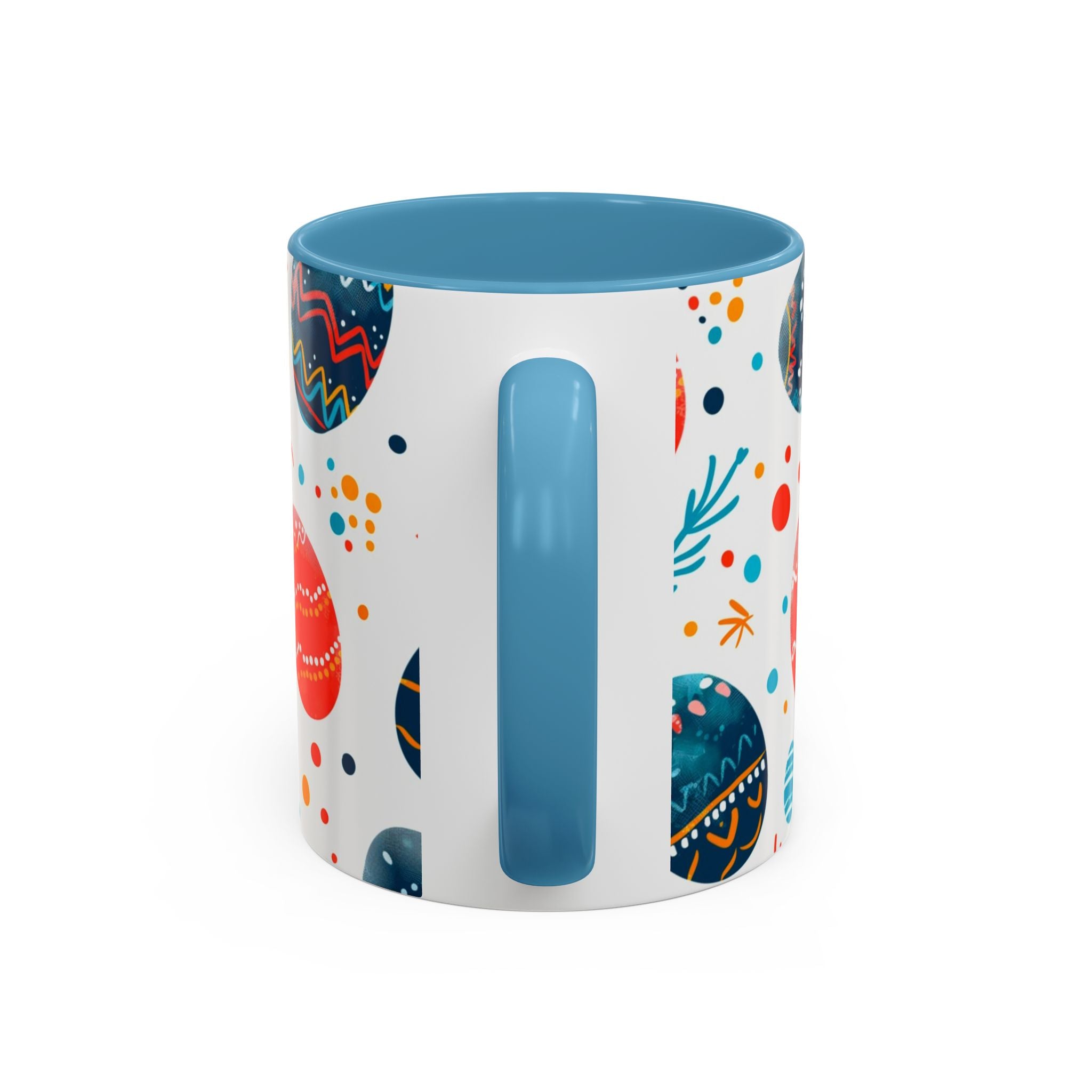 Easter Egg Pattern Accent Coffee Mug – Colorful Spring Ceramic Mug (11/15 oz)