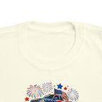 4th of July Monster Truck Toddler Tee — Patriotic Fireworks Kids Shirt
