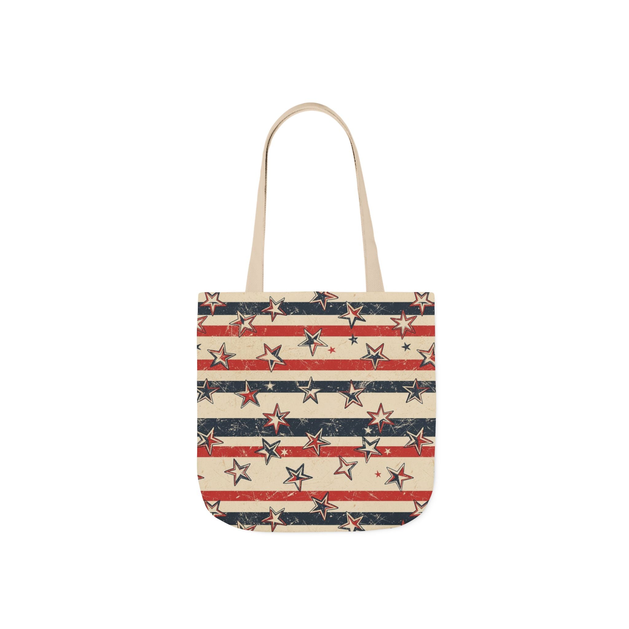 American Flag Canvas Tote Bag — Vintage Stars & Stripes Grocery Market Tote