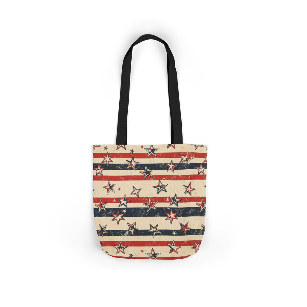 American Flag Canvas Tote Bag — Vintage Stars & Stripes Grocery Market Tote