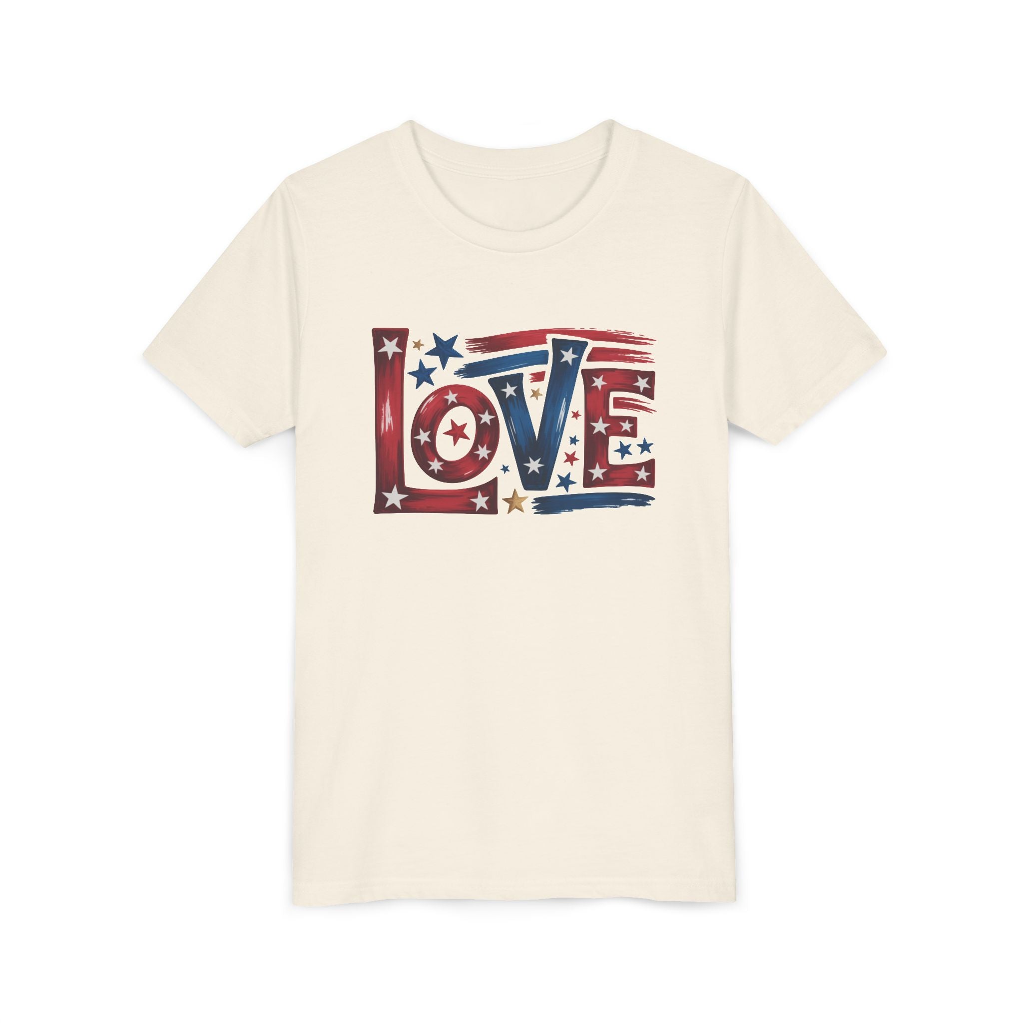 Youth Tee — "LOVE" Patriotic Stars & Stripes Graphic
