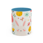 Easter Bunny Floral Accent Coffee Mug – Cute Pastel Eggs & Spring Flowers (11oz)