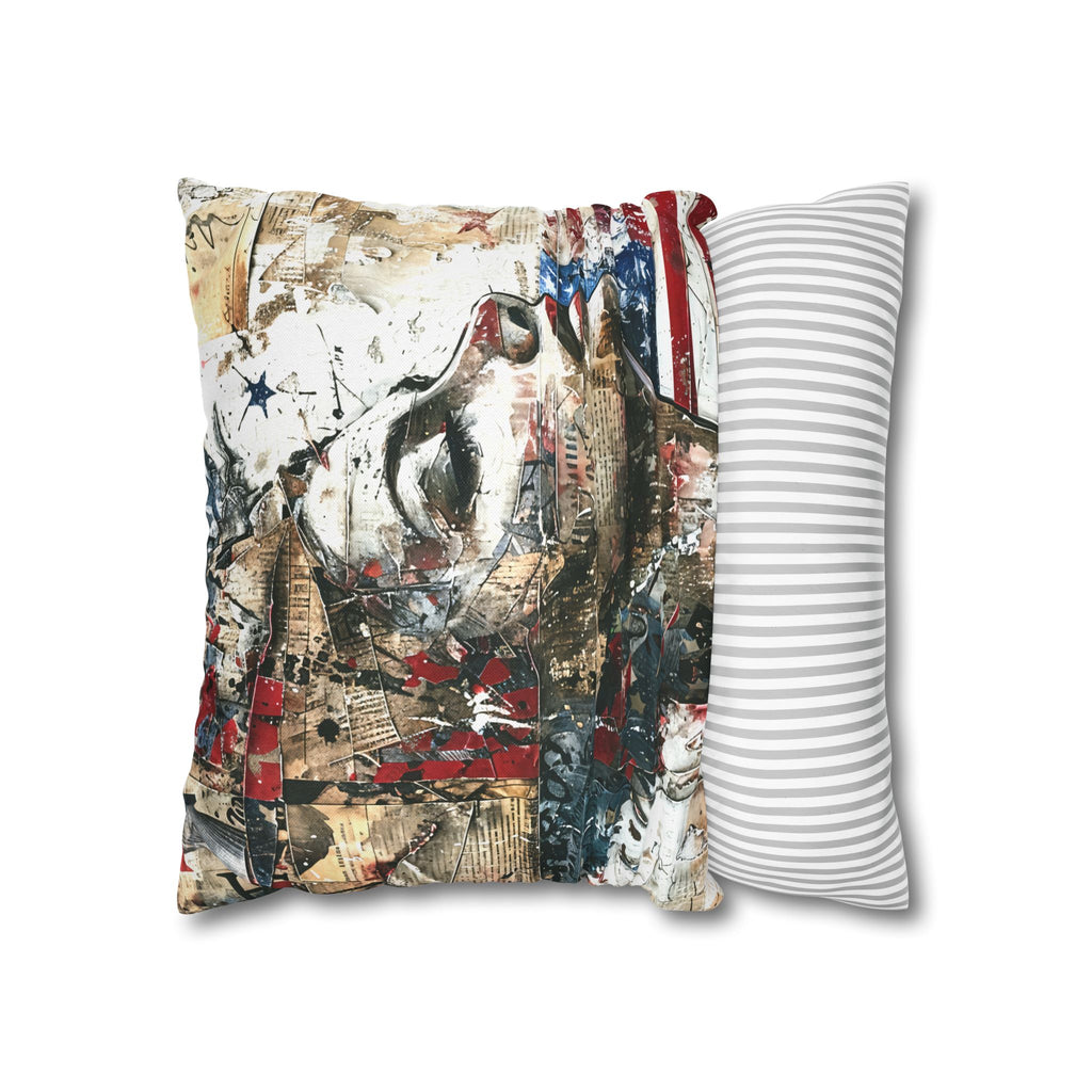 Abstract Patriotic Face Pillowcase — Artistic American Flag Decorative Pillow