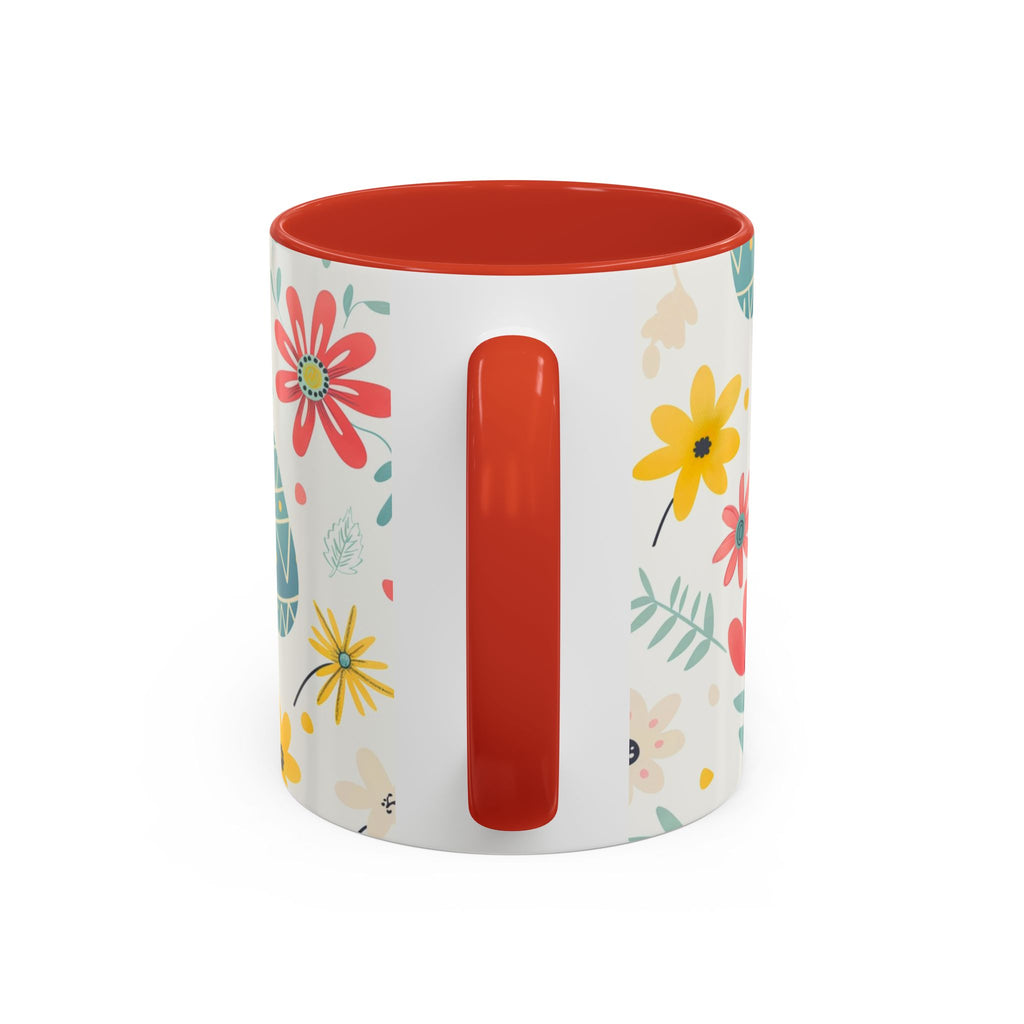 Easter Bunny Floral Accent Coffee Mug – Cute Pastel Eggs & Spring Flowers (11oz)