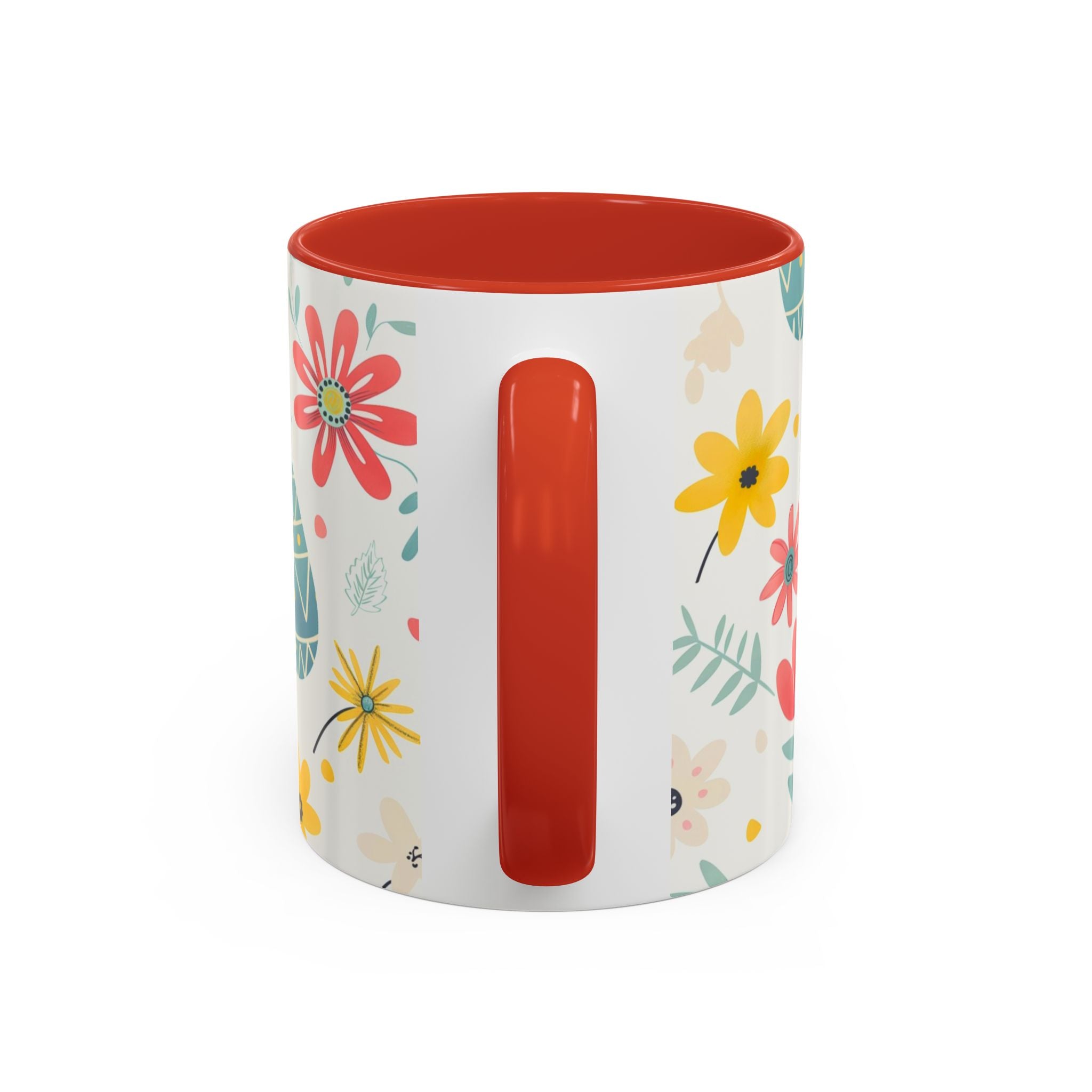 Easter Bunny Floral Accent Coffee Mug – Cute Pastel Eggs & Spring Flowers (11oz)