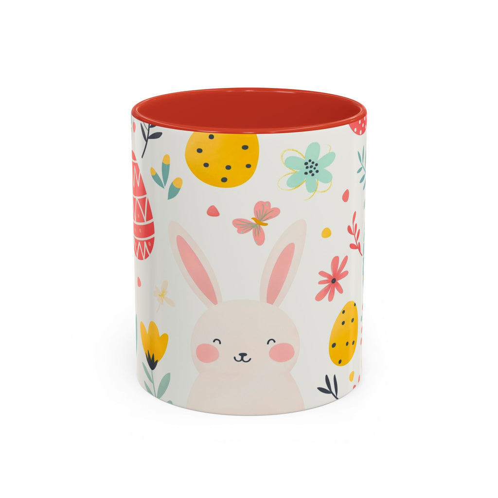 Easter Bunny Floral Accent Coffee Mug – Cute Pastel Eggs & Spring Flowers (11oz)