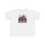 4th of July Monster Truck Toddler Tee — Patriotic Fireworks Kids Shirt