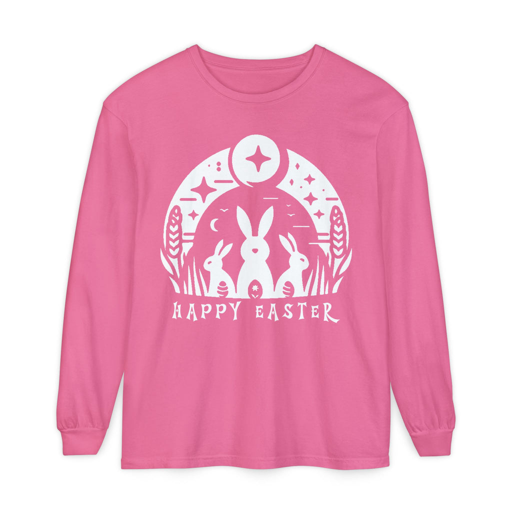 Unisex Happy Easter Rabbits & Stars Long Sleeve T-Shirt