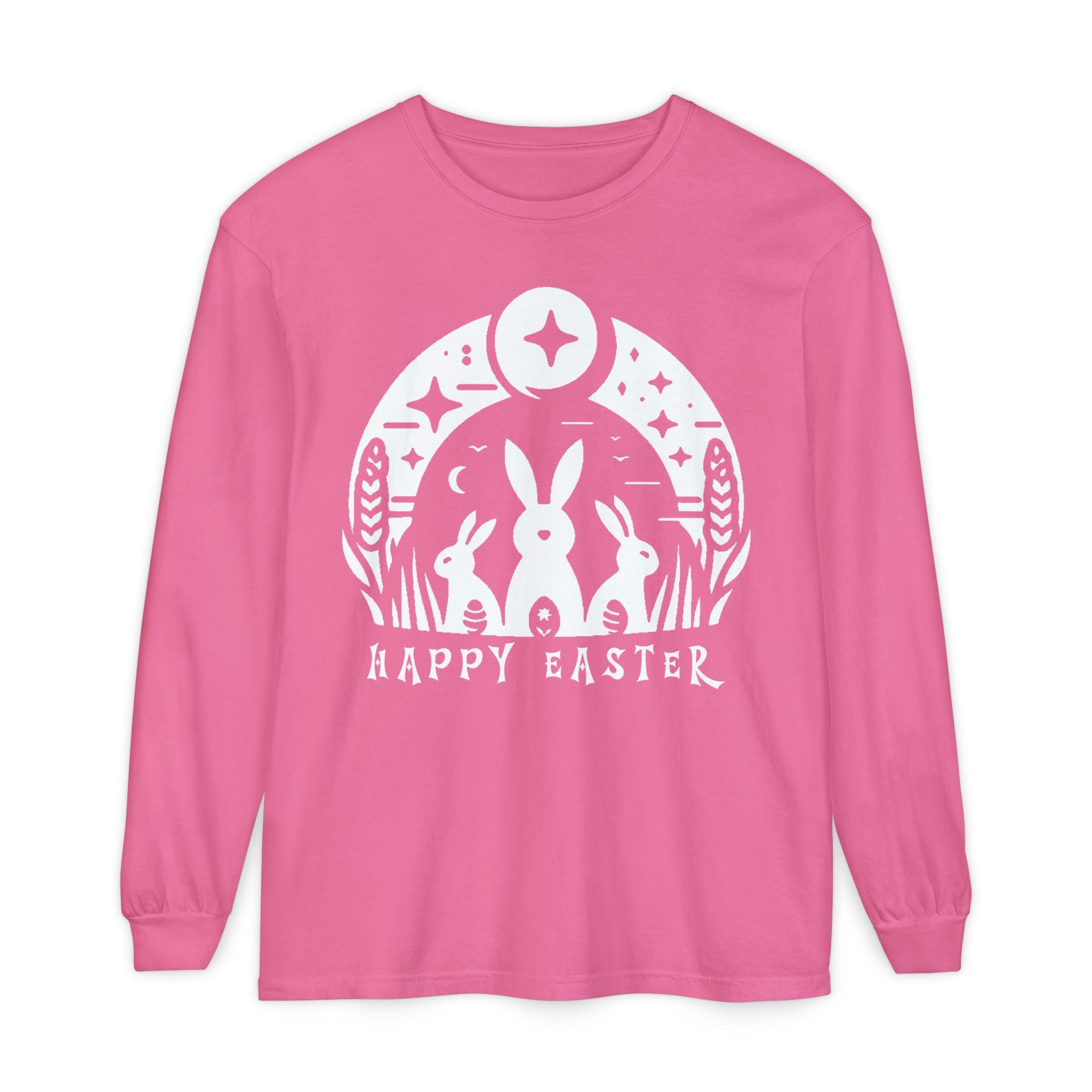 Unisex Happy Easter Rabbits & Stars Long Sleeve T-Shirt