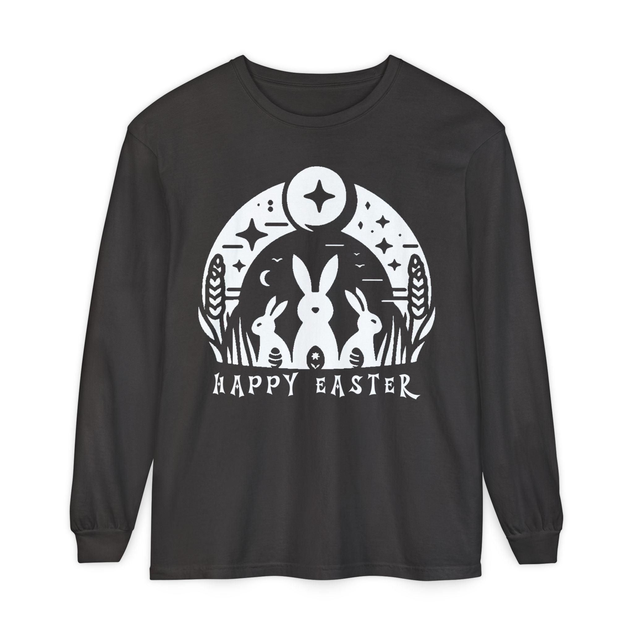 Unisex Happy Easter Rabbits & Stars Long Sleeve T-Shirt