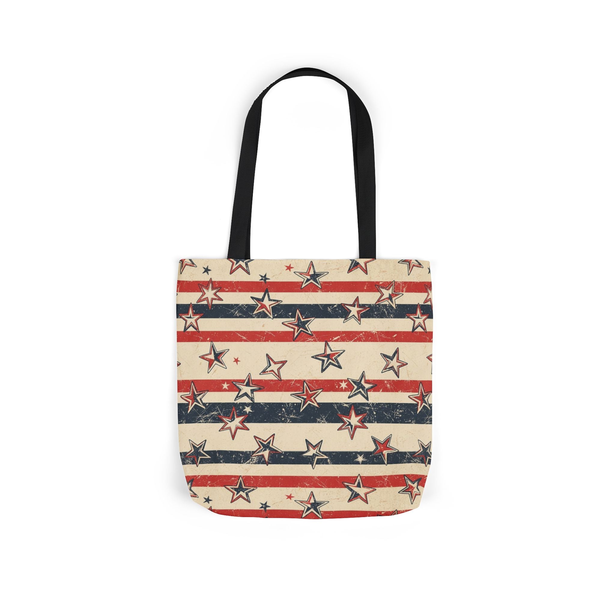 American Flag Canvas Tote Bag — Vintage Stars & Stripes Grocery Market Tote