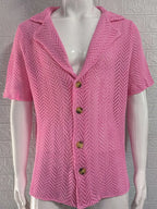 Men's Plus Size Herringbone Eyelet Button Down Knit Shirt