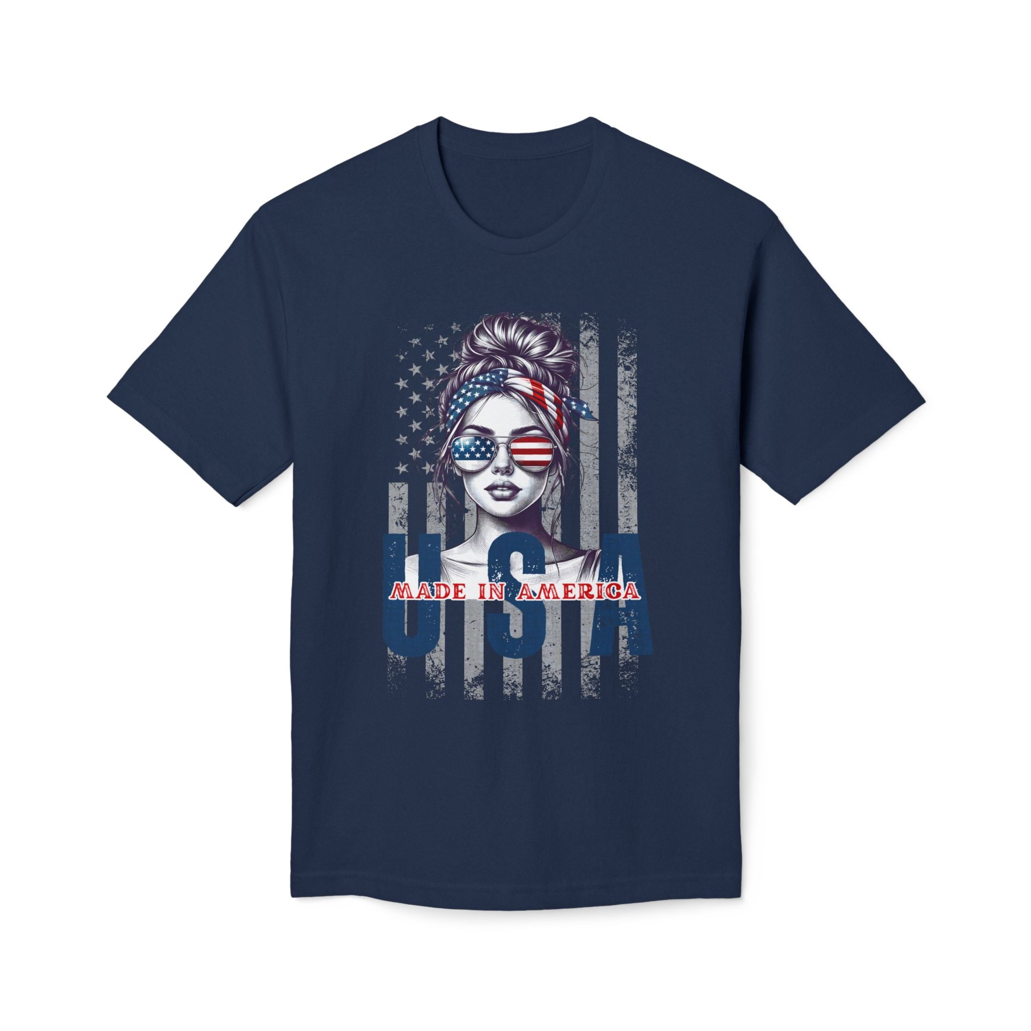 USA Flag Sunglasses T-Shirt — "Made in America" Patriotic Tee