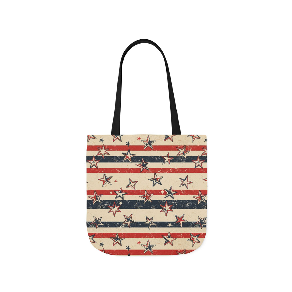 American Flag Canvas Tote Bag — Vintage Stars & Stripes Grocery Market Tote