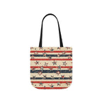 American Flag Canvas Tote Bag — Vintage Stars & Stripes Grocery Market Tote