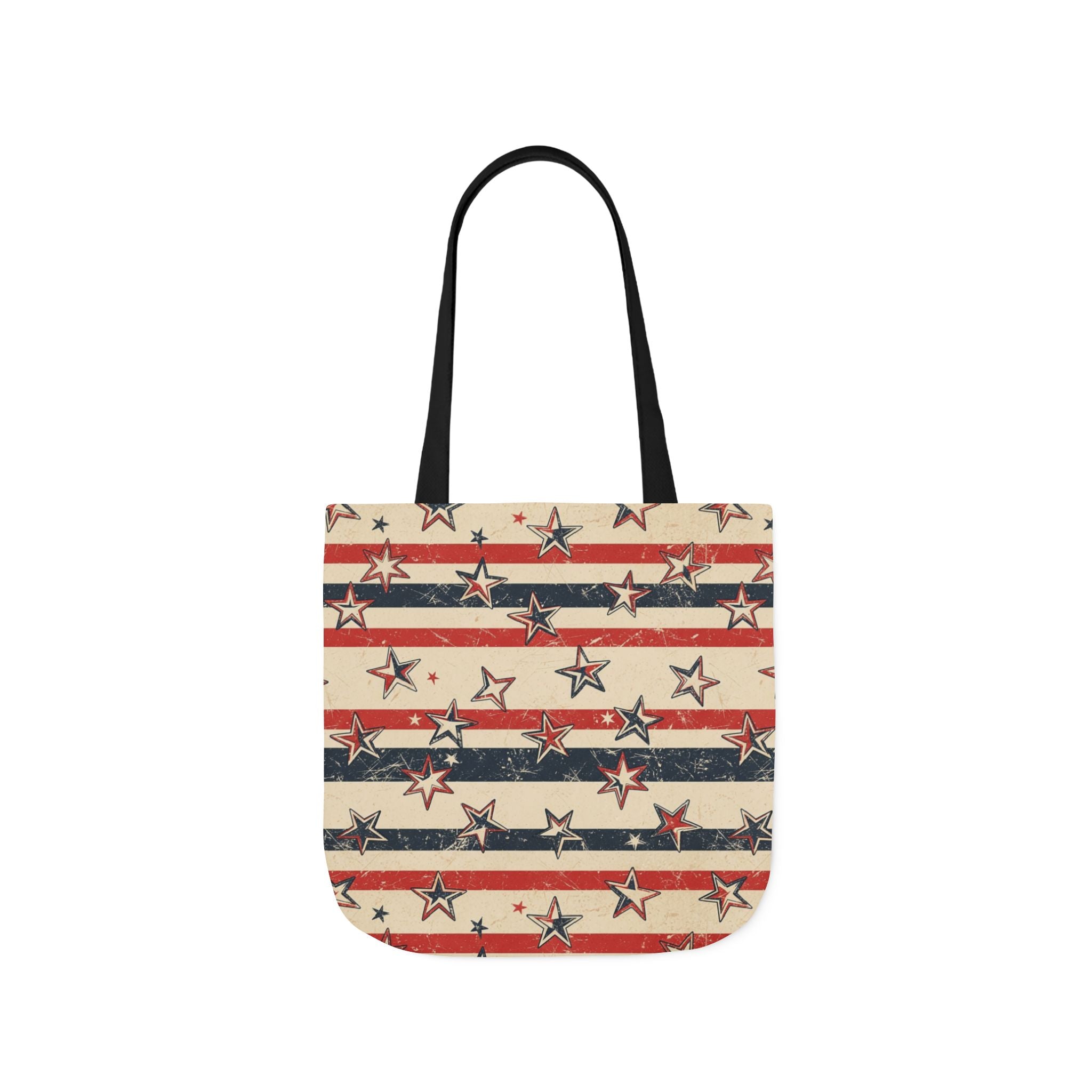 American Flag Canvas Tote Bag — Vintage Stars & Stripes Grocery Market Tote