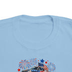 4th of July Monster Truck Toddler Tee — Patriotic Fireworks Kids Shirt