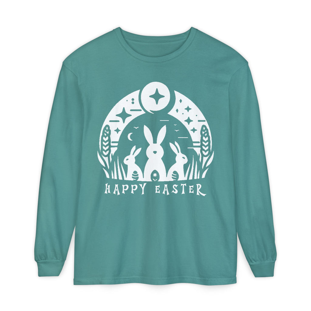 Unisex Happy Easter Rabbits & Stars Long Sleeve T-Shirt
