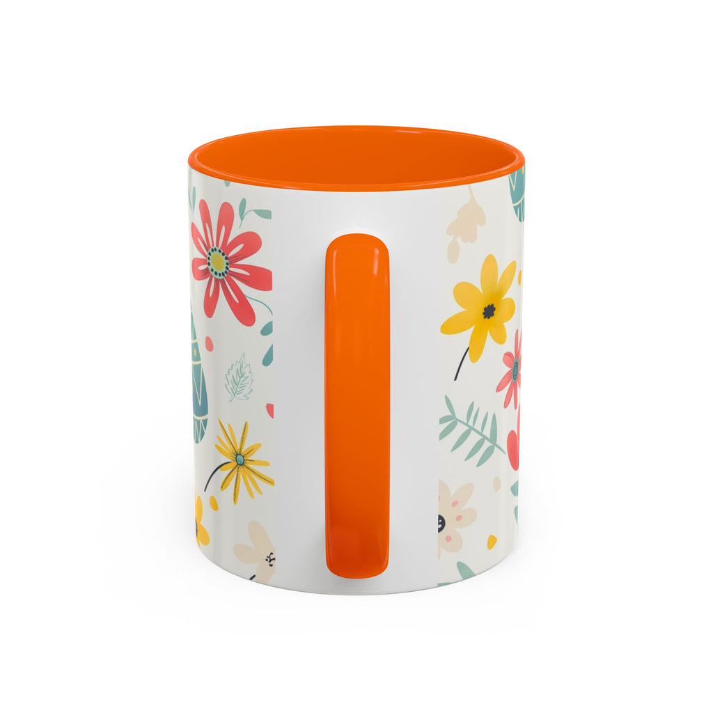 Easter Bunny Floral Accent Coffee Mug – Cute Pastel Eggs & Spring Flowers (11oz)
