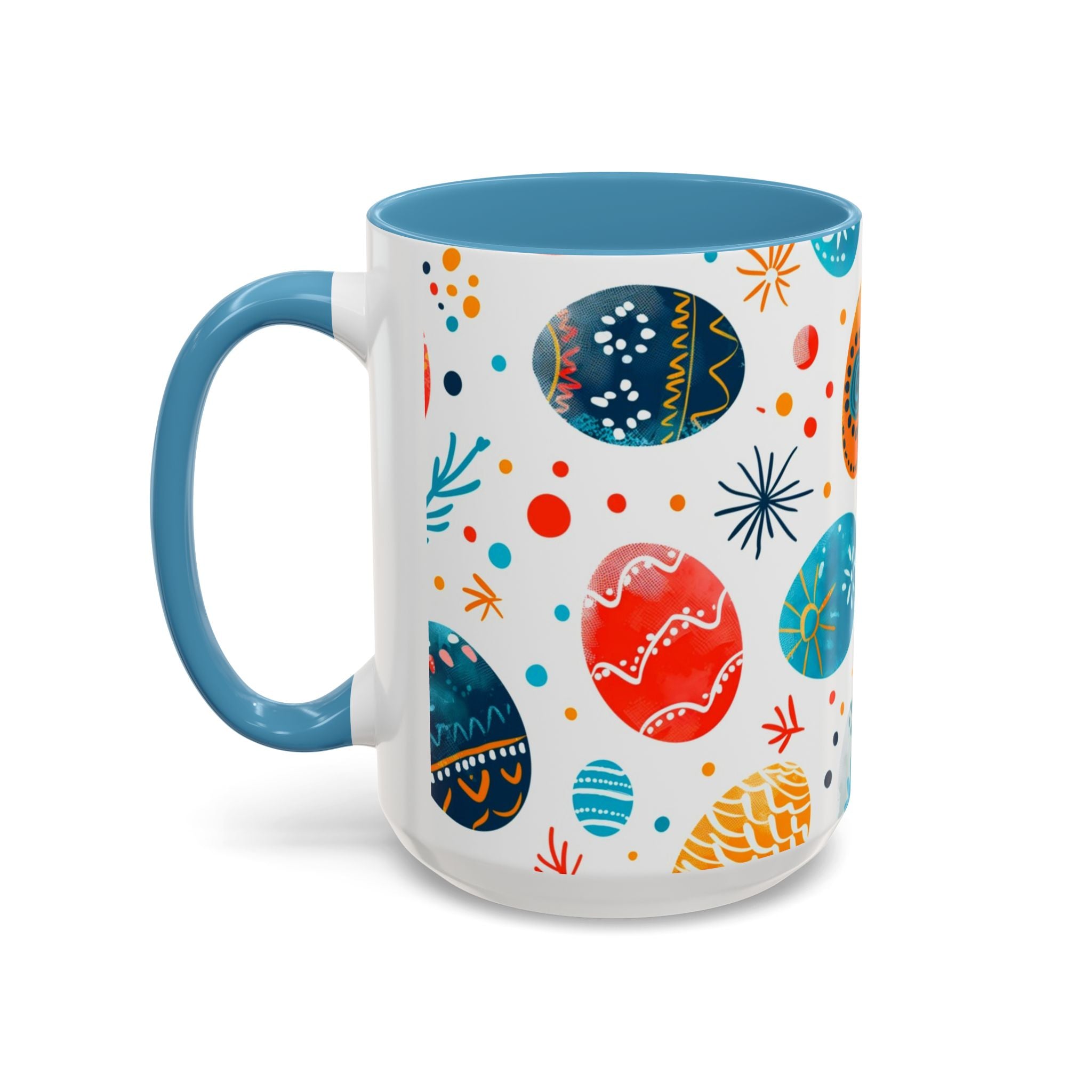 Easter Egg Pattern Accent Coffee Mug – Colorful Spring Ceramic Mug (11/15 oz)