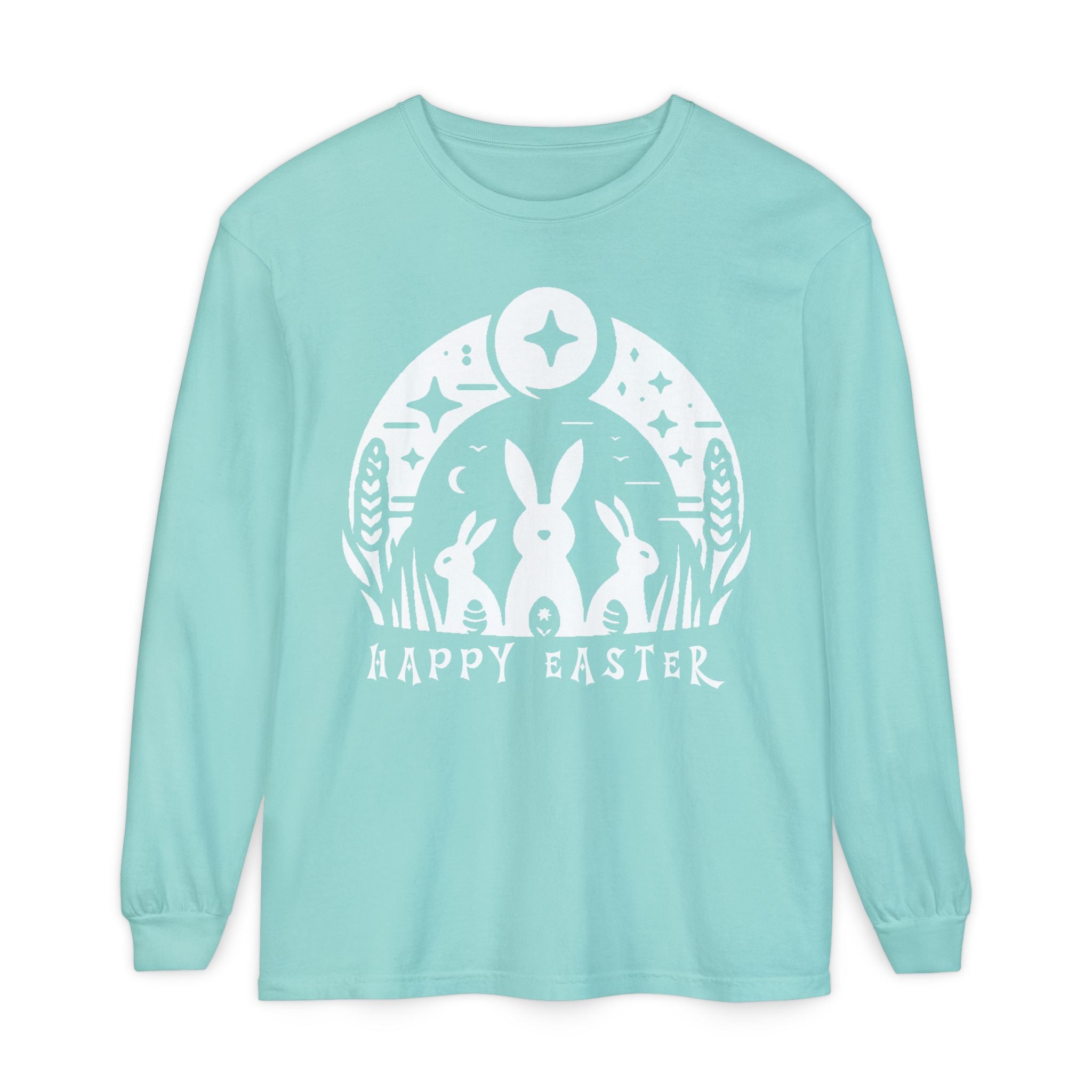 Unisex Happy Easter Rabbits & Stars Long Sleeve T-Shirt