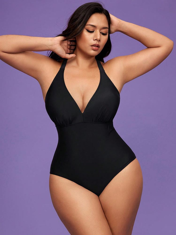 Color Conservative One-Piece Swimsuit for Women Plus Size Bikini