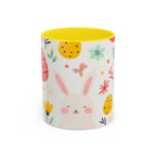 Easter Bunny Floral Accent Coffee Mug – Cute Pastel Eggs & Spring Flowers (11oz)