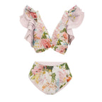 Petal Trim Backless Fashion One Piece Swimsuit Handmade One Shoulder Sexy Swimwear  Set Women's Beachwear