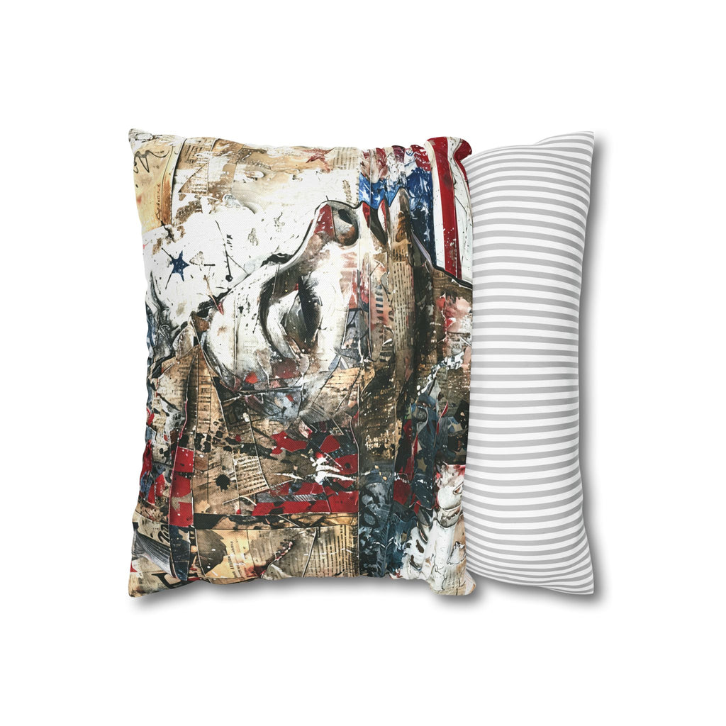 Abstract Patriotic Face Pillowcase — Artistic American Flag Decorative Pillow