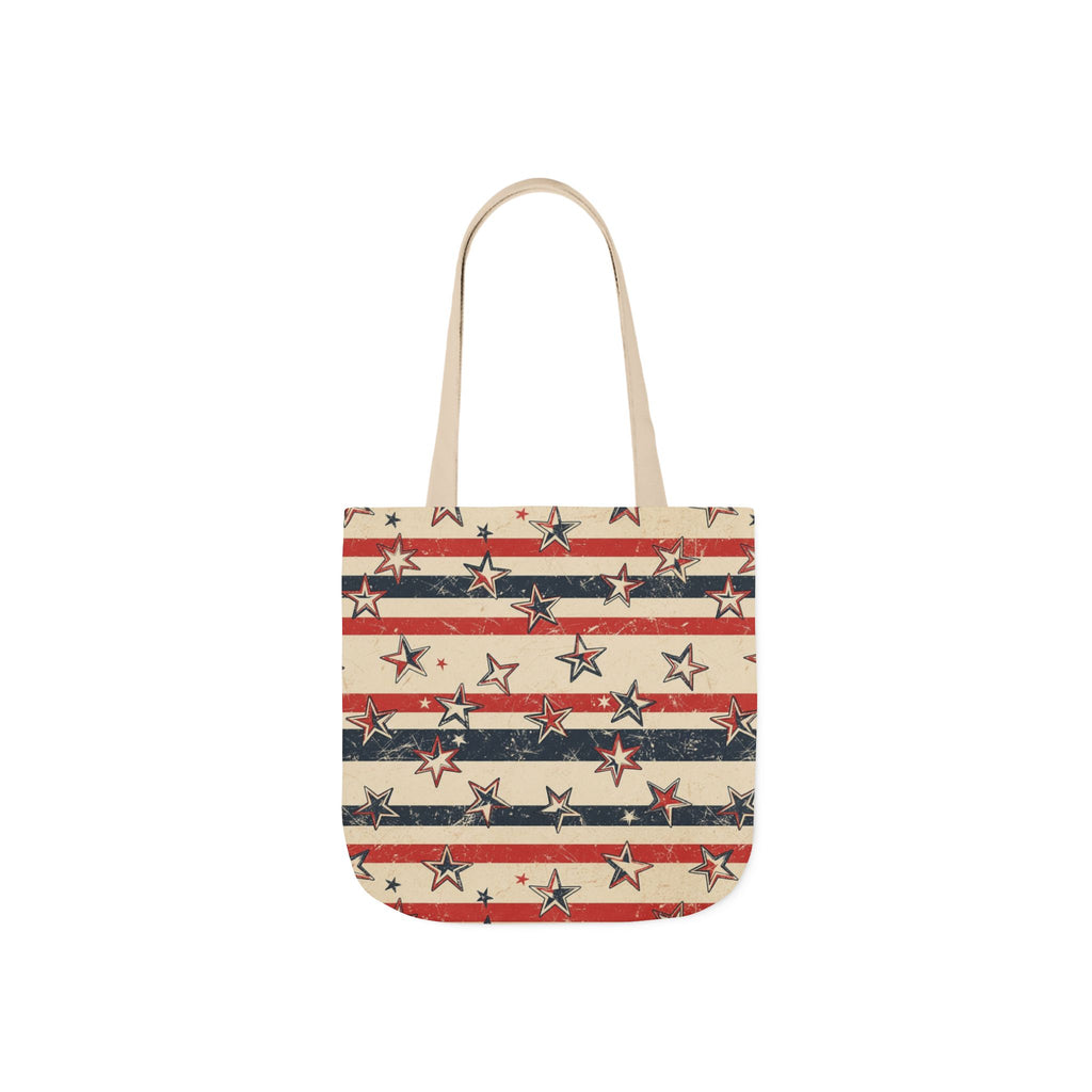American Flag Canvas Tote Bag — Vintage Stars & Stripes Grocery Market Tote